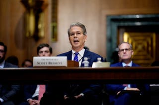 US treasury secretary Scott Bessent speaks before a Senate Finance Committee hearing on Capitol Hill in Washington, DC